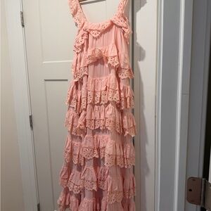 Innika Choo Schiffli Scallop Frill maxi dress